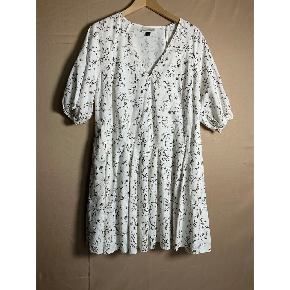Universal Thread Women's XX Large White Floral Tiered Midi Dress Balloon Sleeve